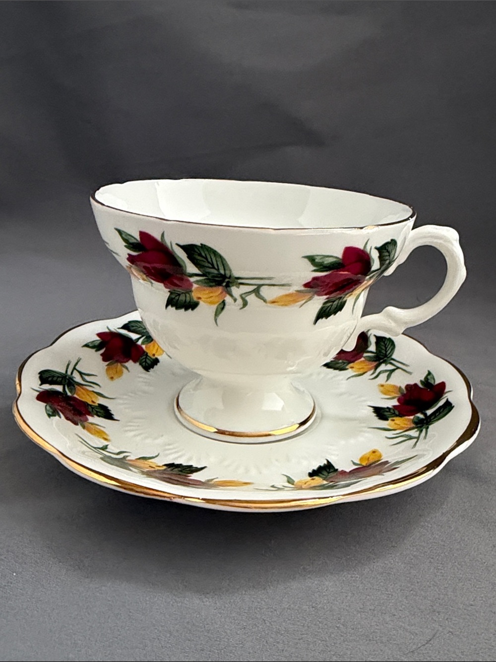 Vintage Royal Imperial "Everlasting Rose" Teacup and Saucer Set Bone China EUC